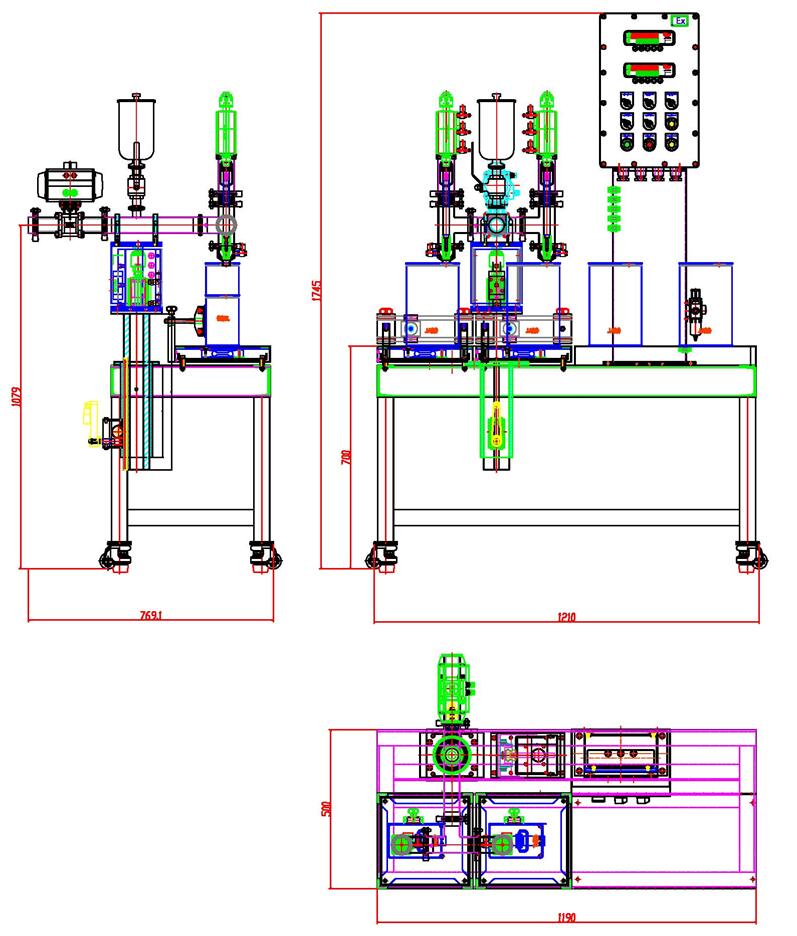 Semi Auto Explosion-Proof Two-Head Epoxy Filling Machine Drawing
